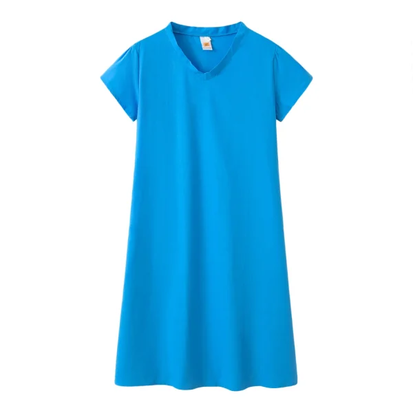 robe tunique manches courtes bleu
