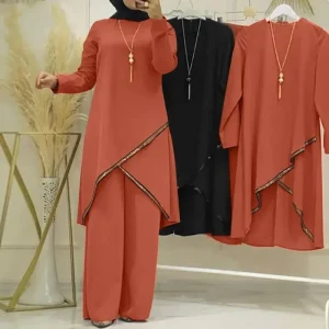 tenue de mariage tunique et pantalon fluide couleur orange