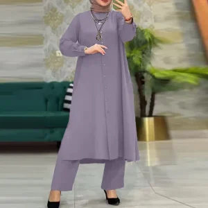 ensemble tunique et pantalon long pour femme violet