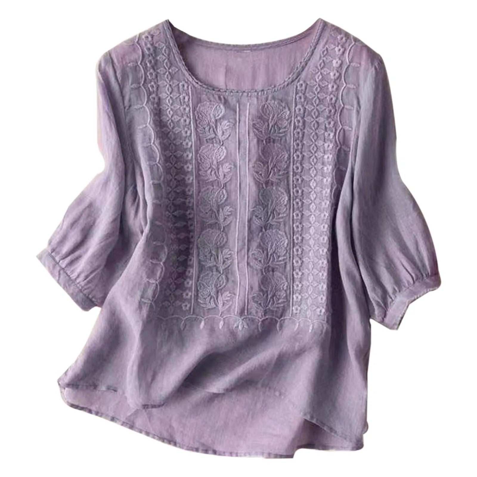 tunique mauve femme en lin et coton