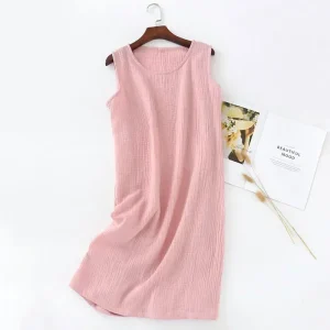 tunique sans manches en coton rose