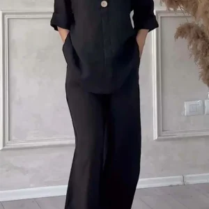 ensemble tunique et pantalon fluide noir