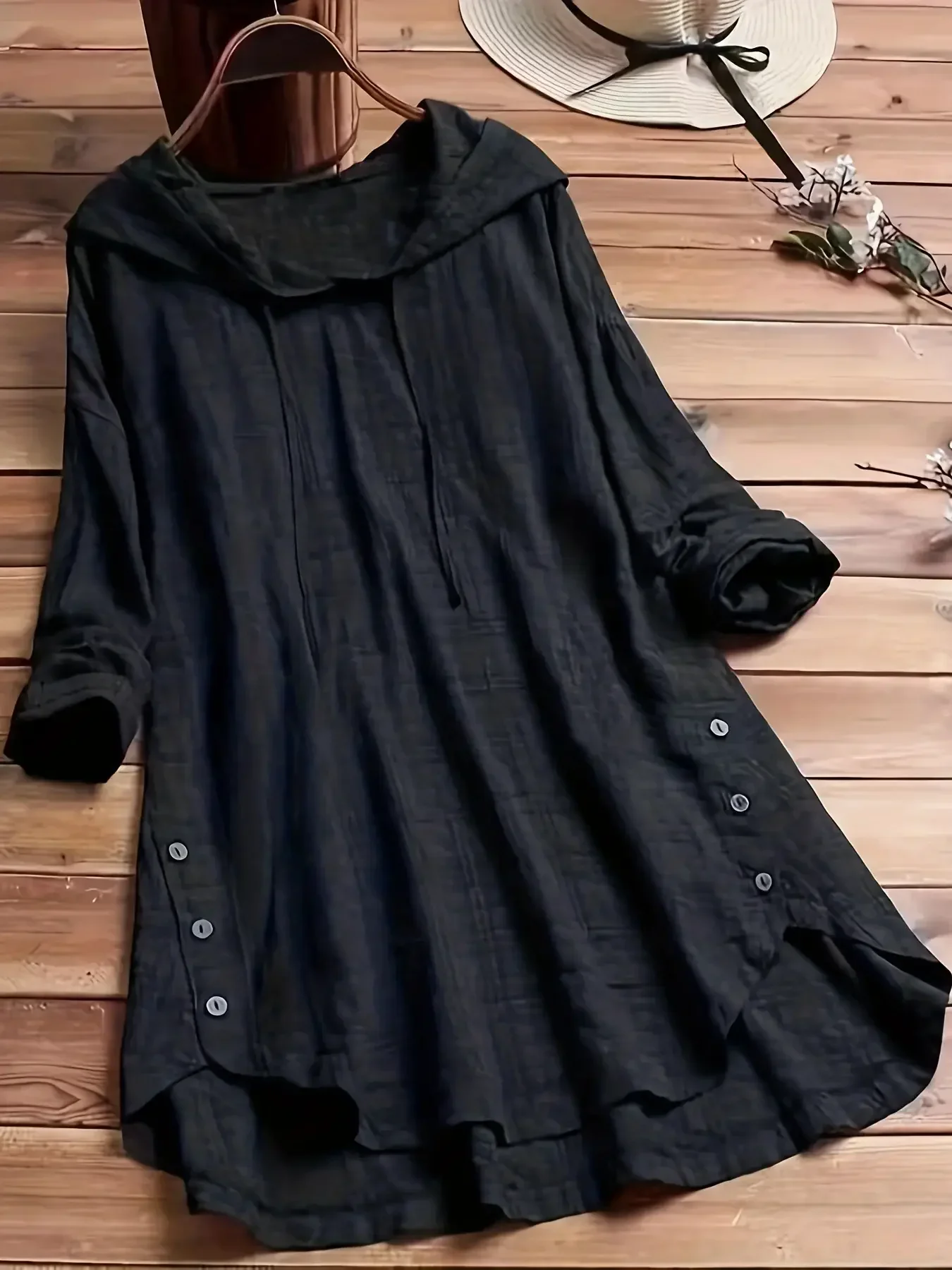 tunique motifs vichy noire grande taille