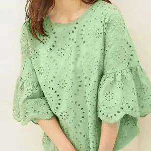 tunique blouse manches bouffantes vert menthe