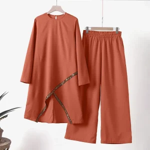 ensemble tunique et pantalon fluide pour mariage orange