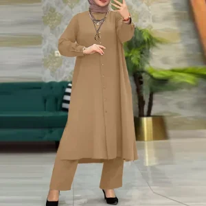 ensemble tunique et pantalon long femme camel