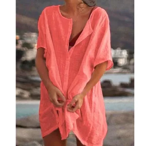 tunique de plage pour femme rouge corail