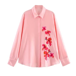 tunique manches longues floral rose