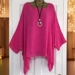 vêtement long asymétrique en rose indien