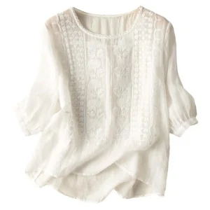 tunique légère en lin et coton blanche
