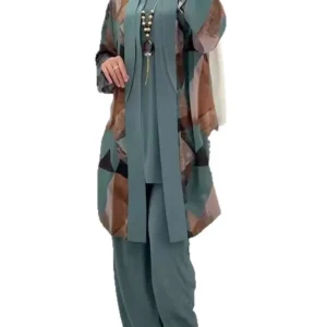 ensemble tunique pantalon 3 pièces vert