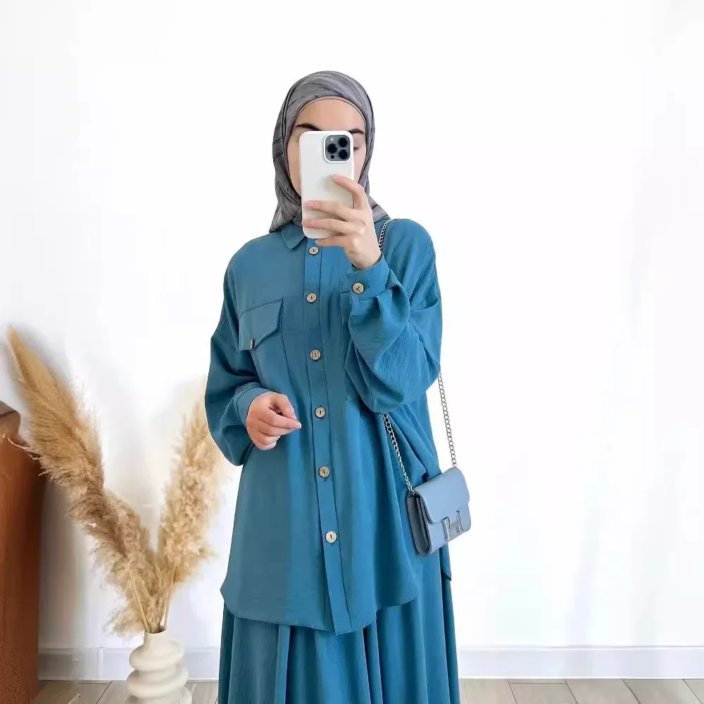 robuste ensemble tunique et jupe bleu