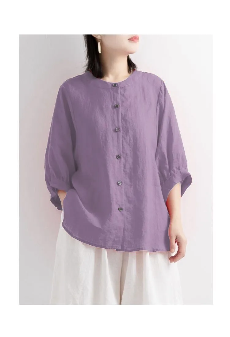 chemise violet avec manches lanternes