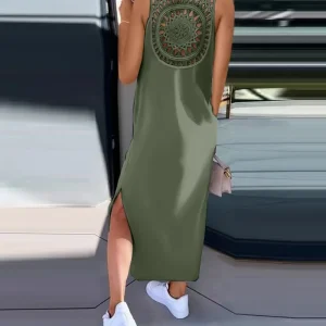 tunique verte sans manches style indien