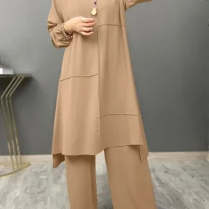 ensemble tunique longue et pantalon kaki