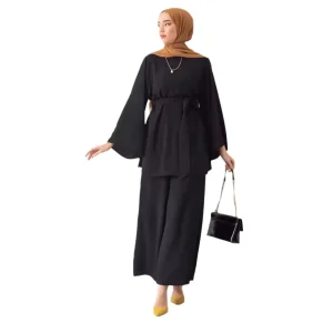 ensemble tunique et pantalon large noir