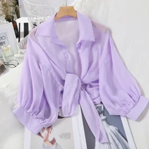 blouse violet tunique à nouer