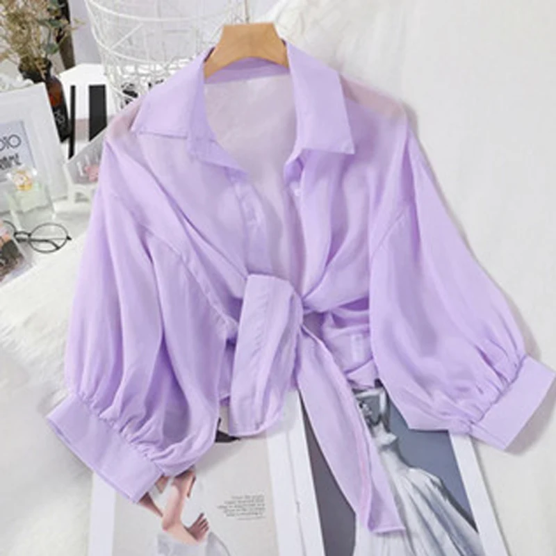 blouse violet tunique à nouer