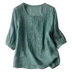 tunique blouse femme en coton et lin vert émeraude