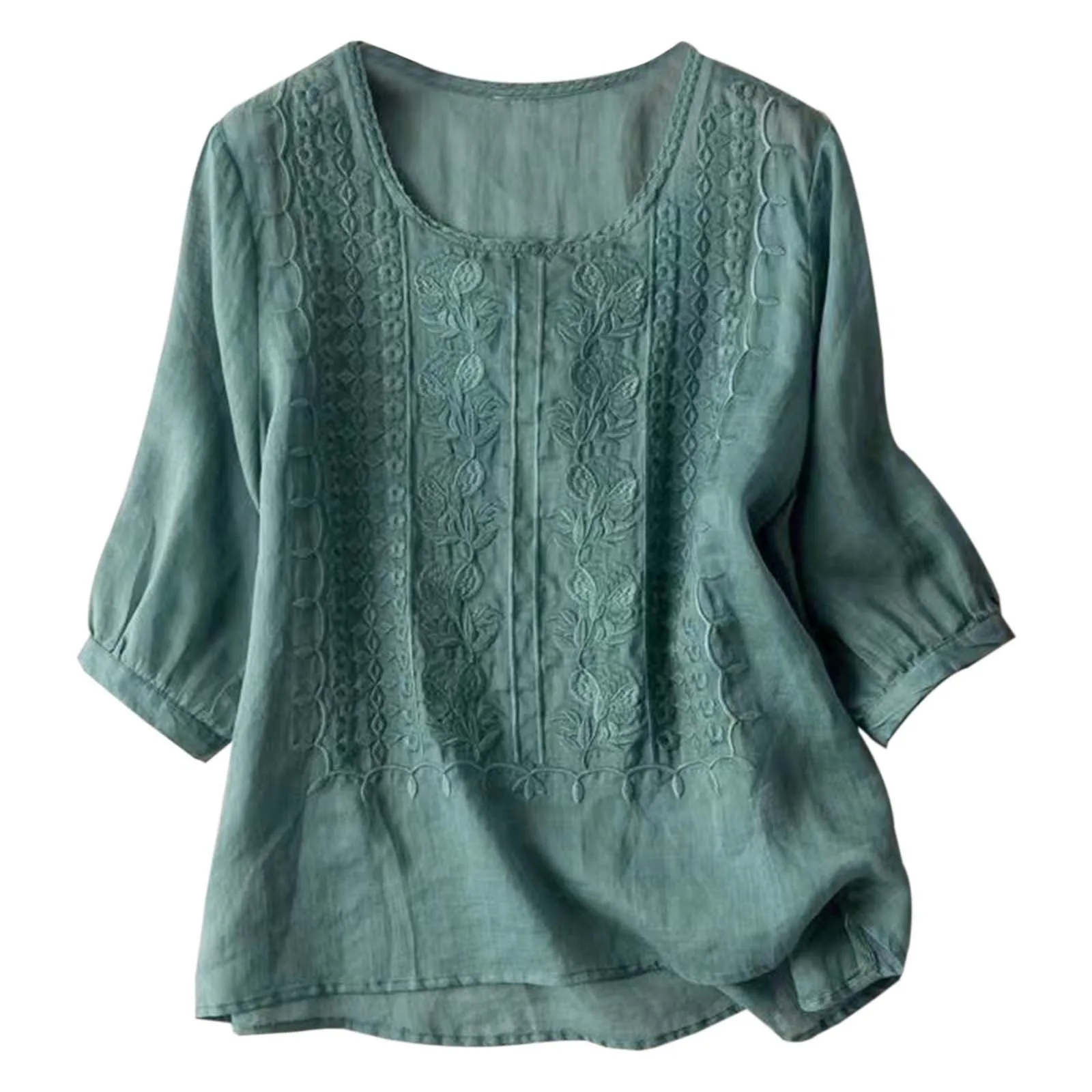 vêtement féminin en coton et lin vert émeraude