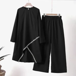 ensemble tunique et pantalon fluide pour mariage noir