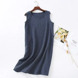tunique sans manches en coton gris bleu