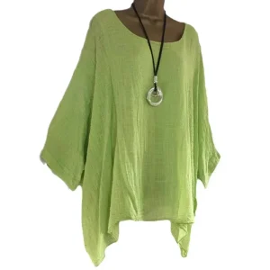 tunique asymétrique en tissu vert pomme