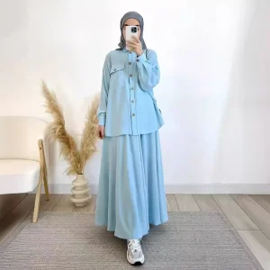 chemise tunique bleu ciel élégante