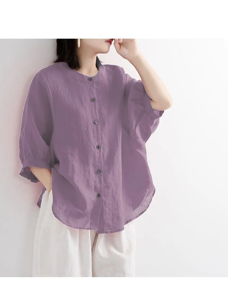 tunique chemise manches lanternes violet