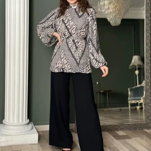 ensemble pantalon tunique gris noir