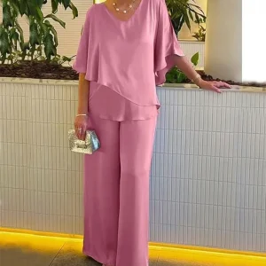 ensemble pantalon tunique pour mariage rose
