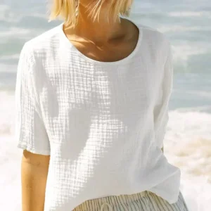 tunique manches courtes en coton blanche