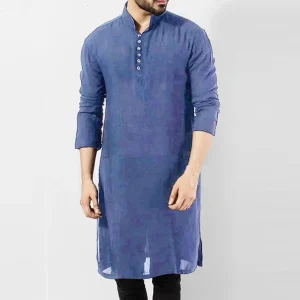 tunique indienne homme longue bleue