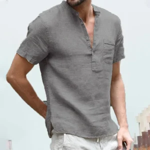 tunique homme en lin taupe