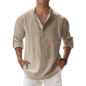 tunique pour homme en coton kaki
