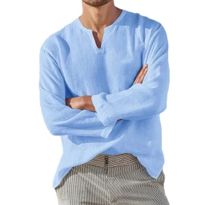 tunique homme manches longues bleu