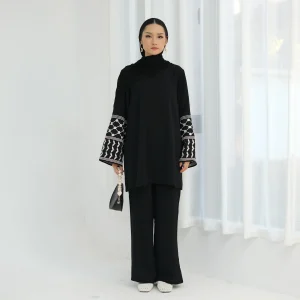 ensemble tunique et pantalon iniden noir