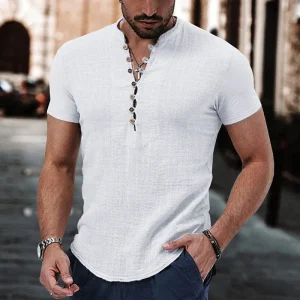 tunique en lin pour homme blanc