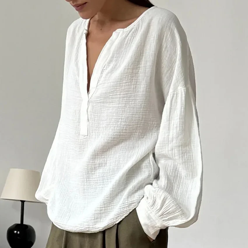 vêtements en coton tunique blanche manches longues