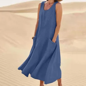 tunique sans manches en coton bleu