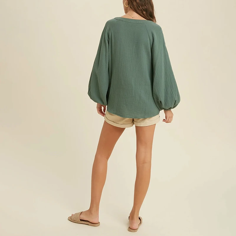 haut en coton femme vert