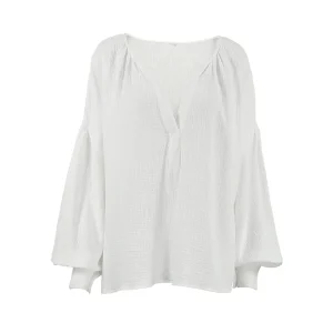 tunique en coton blanche manches longues